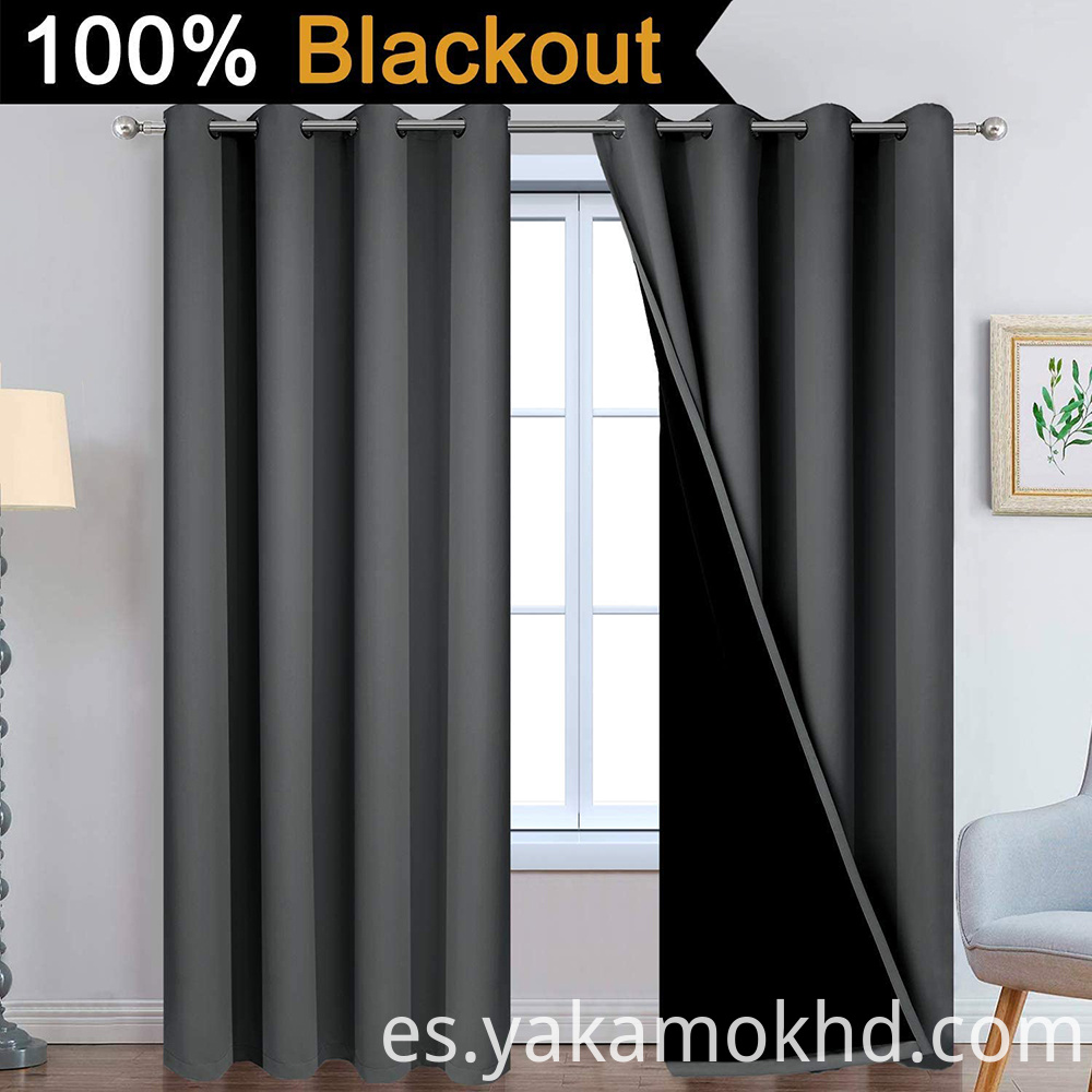 Cortinas opacas 100% gris oscuro Dark Grey 100% Blackout Curtains